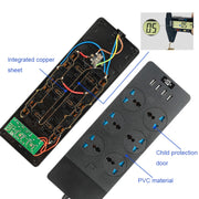 TB-T12 3000W 2m 4-USB Ports + 6-Jacks Multifunctional Flame-Retardant Socket With Switch(UK Plug)