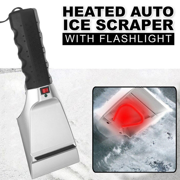 12V Multifunctional Heated Car Snow Shovel Winter Snow Removal Tools(Black+Silver)