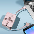 5-In-1 Telescopic Multifunctional Charging Cable Phone Bracket Function With Makeup Mirror(Pink) - Multifunction Cable by PMC Jewellery | Online Shopping South Africa | PMC Jewellery | Buy Now Pay Later Mobicred
