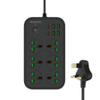 T24 2m 3000W 6 Plugs + PD + 4-USB Ports Multifunctional Flame-Retardant Socket With Switch(UK Plug) - free shipping - PMC TechLife - Order now!
