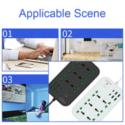 T24 2m 3000W 6 Plugs + PD + 4-USB Ports Multifunctional Flame-Retardant Socket With Switch(UK Plug)