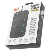 T24 2m 3000W 6 Plugs + PD + 4-USB Ports Multifunctional Flame-Retardant Socket With Switch(UK Plug)