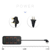 A07 2m 3000W 6 Plugs + 6-USB Ports Multifunctional Flame-retardant Socket with Switch(UK Plug)