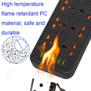 A07 2m 3000W 6 Plugs + 6-USB Ports Multifunctional Flame-retardant Socket with Switch(UK Plug)