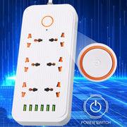 A07 2m 3000W 6 Plugs + 6-USB Ports Multifunctional Flame-retardant Socket with Switch(UK Plug)