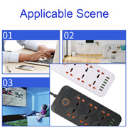 A07 2m 3000W 6 Plugs + 6-USB Ports Multifunctional Flame-retardant Socket with Switch(UK Plug)