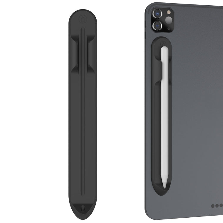 AhaStyle PT112 For Apple Pencil 1 / 2 Handwritten Pen Silicone Storage Groove Magnetic Silicone Pen Holder(Black)