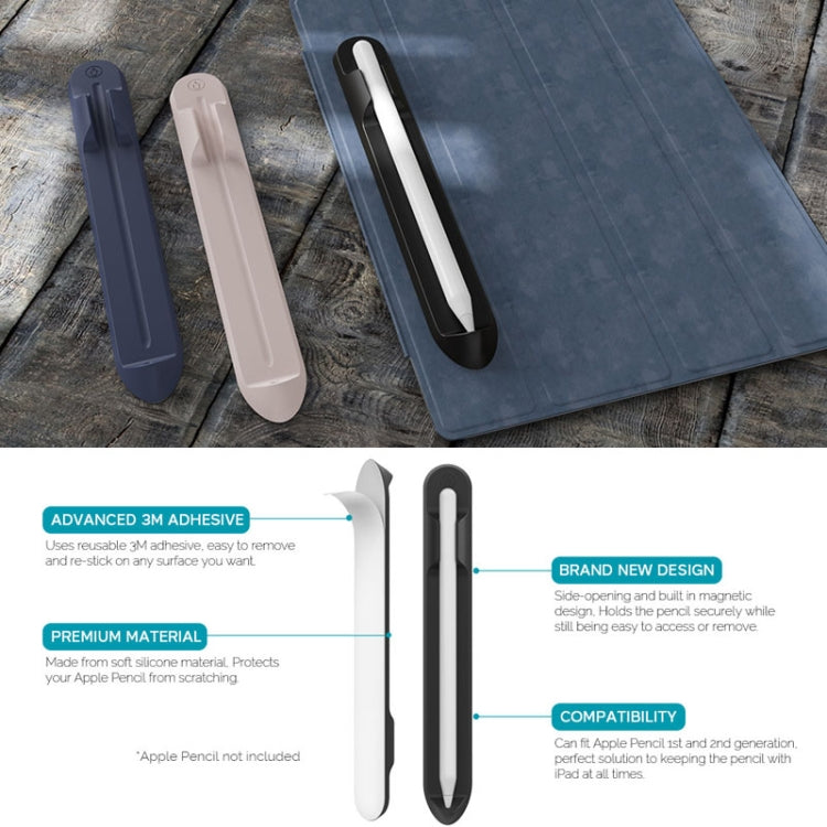 AhaStyle PT112 For Apple Pencil 1 / 2 Handwritten Pen Silicone Storage Groove Magnetic Silicone Pen Holder(Pink)