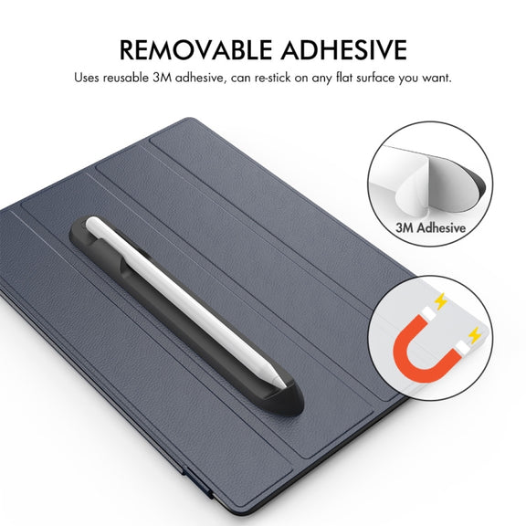 AhaStyle PT112 For Apple Pencil 1 / 2 Handwritten Pen Silicone Storage Groove Magnetic Silicone Pen Holder(Black)