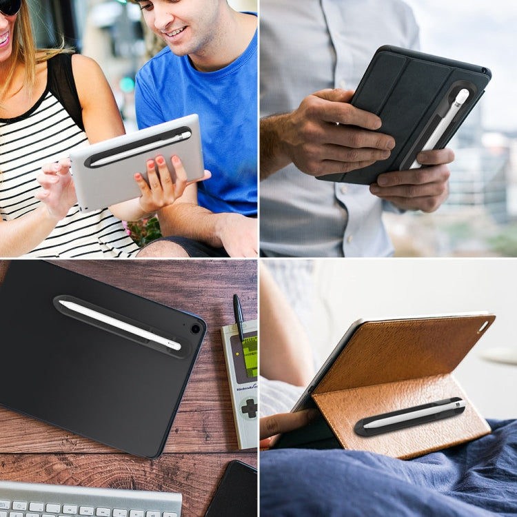 AhaStyle PT112 For Apple Pencil 1 / 2 Handwritten Pen Silicone Storage Groove Magnetic Silicone Pen Holder(Black)