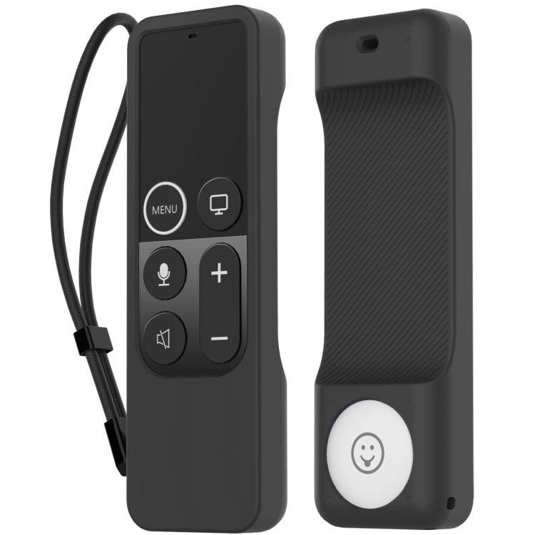 For Apple TV HD / 4K+AirTag AhaStyle PT157 Remote Control Tracker 2 In 1 Silicone Protective Cover(Black)