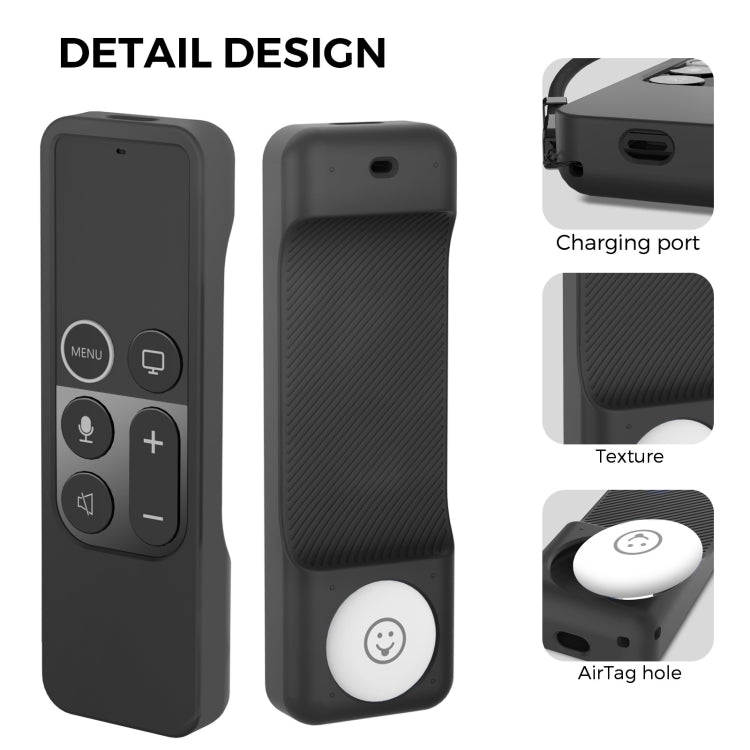 For Apple TV HD / 4K+AirTag AhaStyle PT157 Remote Control Tracker 2 In 1 Silicone Protective Cover(Pink)
