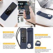For Apple TV HD / 4K+AirTag AhaStyle PT157 Remote Control Tracker 2 In 1 Silicone Protective Cover(Midnight Blue)