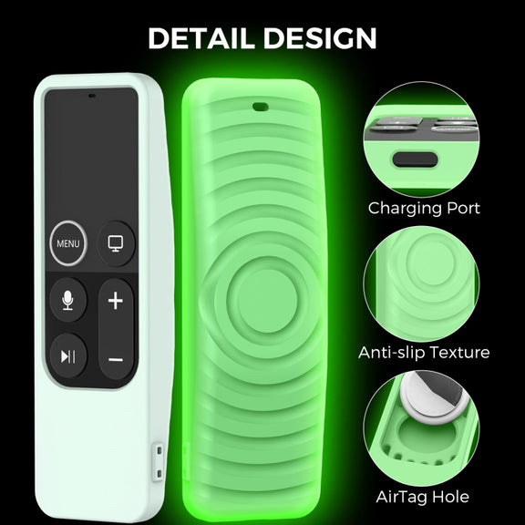 For Apple TV HD / 4K+AirTag AhaStyle PT175 Remote Control Tracker 2 In 1 Silicone Protective Cover(Black)