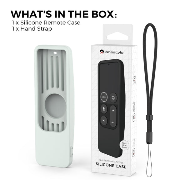 For Apple TV HD / 4K+AirTag AhaStyle PT175 Remote Control Tracker 2 In 1 Silicone Protective Cover(Black)