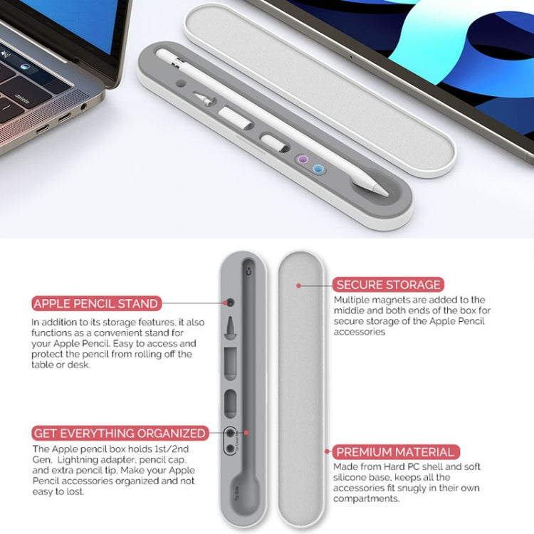 AahStyle PT121 For Apple Pencil 1 / 2 Magnetic Storage Convenient Pen Box(Blue)
