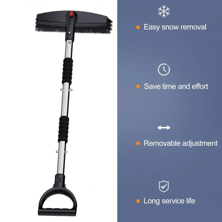 3-in-1 Car Snow Shovel Brush Kit Stainless Steel Retractable Ice Scraper(Black)