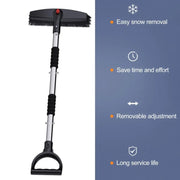 3-in-1 Car Snow Shovel Brush Kit Stainless Steel Retractable Ice Scraper(Black)