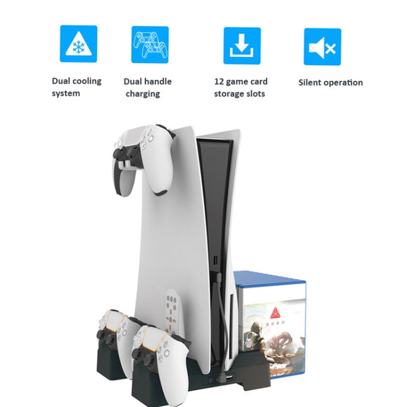 For PS5 iplay Dual-seat Charging and Cooling Base Bracket Storage Rack(White)
