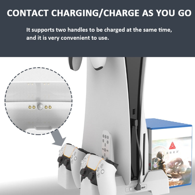 For PS5 iplay Dual-seat Charging and Cooling Base Bracket Storage Rack(Black)