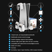For PS5 iplay Dual-seat Charging and Cooling Base Bracket Storage Rack(White)