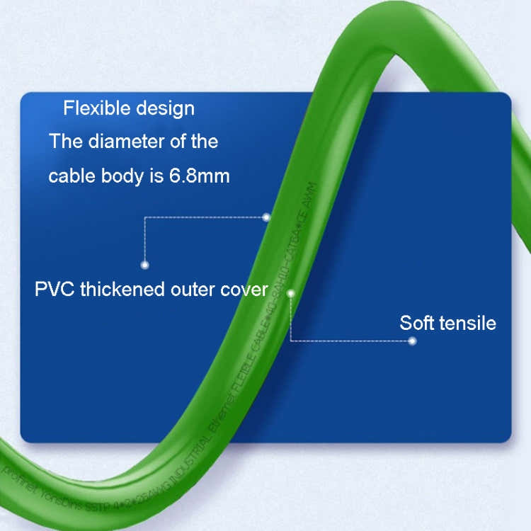 40m CAT6 Double Shielded Gigabit Industrial Cable Vibration-Resistant And Highly Flexible Drag Chain Cable
