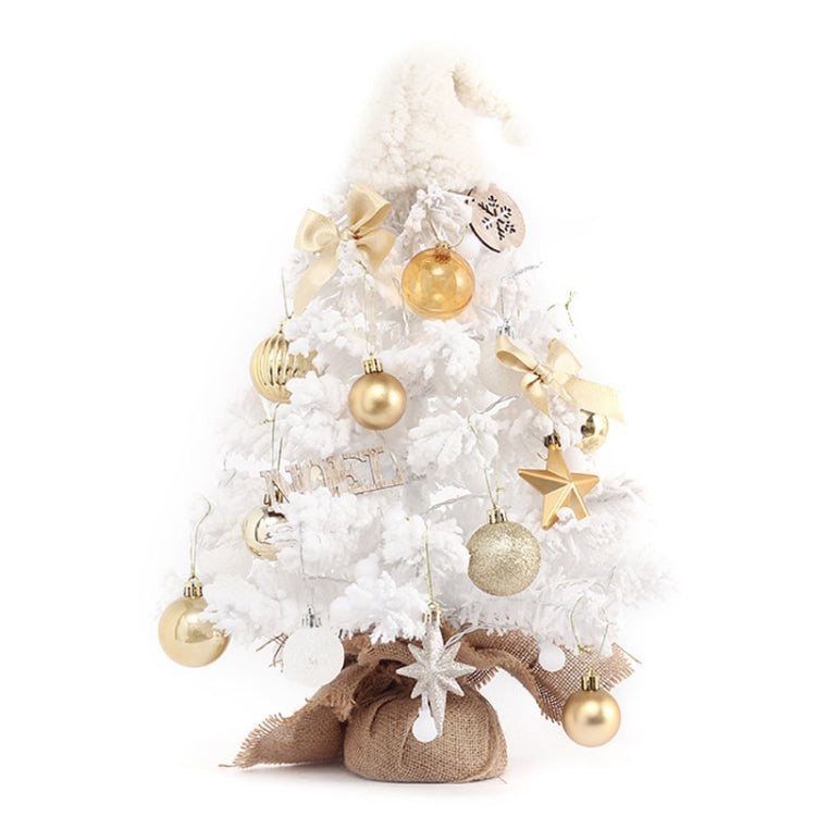 50cm LED Desktop Flocked Mini Christmas Tree Christmas Tree Ornaments Christmas Decorations(White)