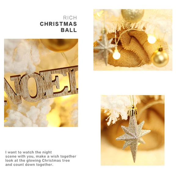 50cm LED Desktop Flocked Mini Christmas Tree Christmas Tree Ornaments Christmas Decorations(White)