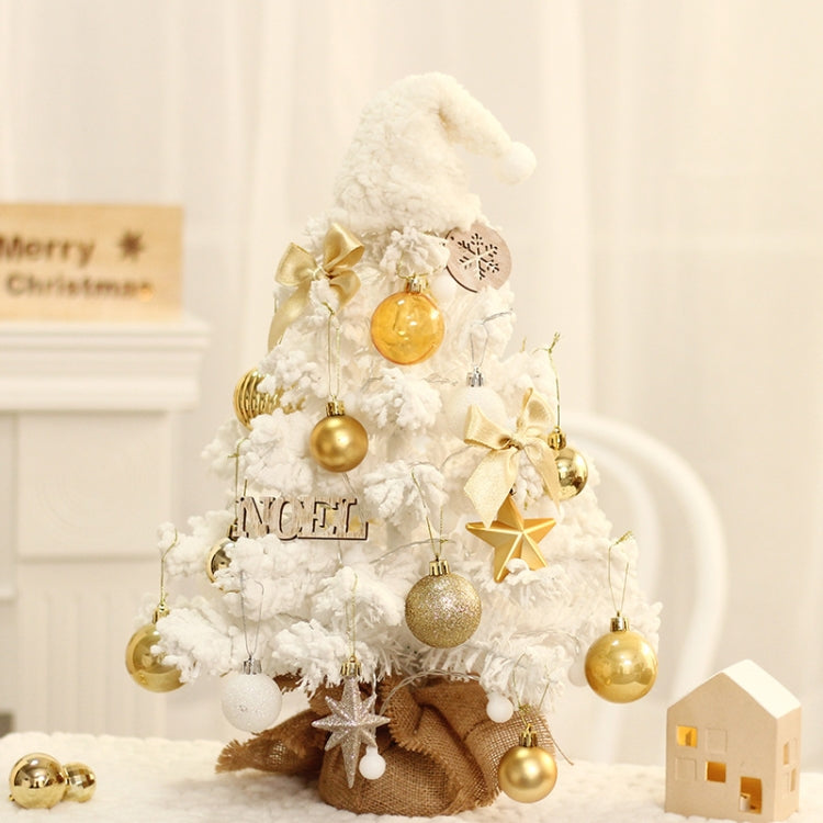 50cm LED Desktop Flocked Mini Christmas Tree Christmas Tree Ornaments Christmas Decorations(White)