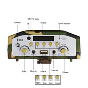 25W  Bluetooth Voice Amplifier Bird Hunting Speaker Supports USB/TF/FM 1000m Remote Control EU Plug(Camouflage)