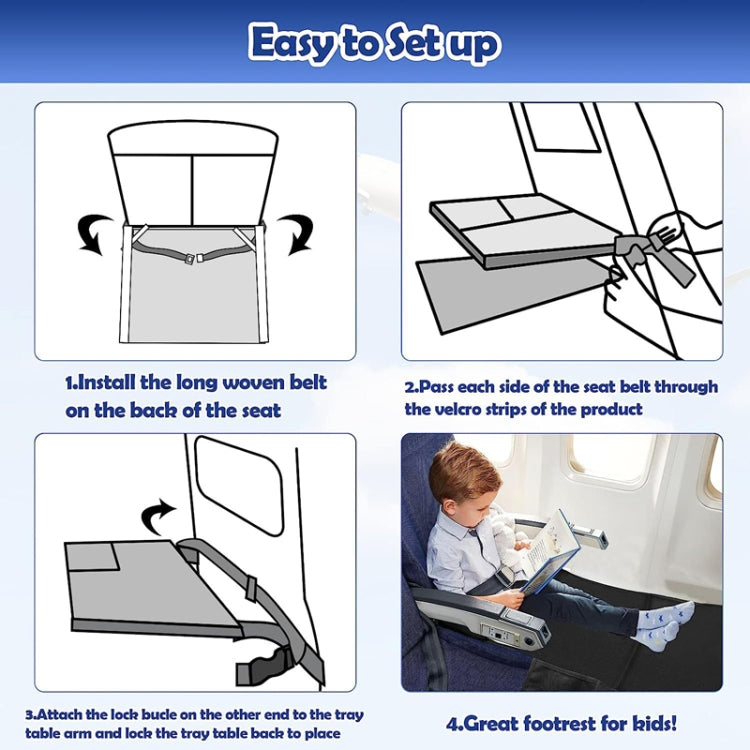 79 x 44cm Kids Airplane Seat Extender Portable Travel Seat Cushion(Blue)