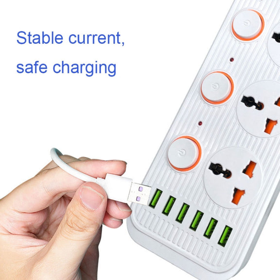 A05 2m 3000W 4 Plugs + 6-USB Ports Multifunctional Flame-Retardant Socket With Switch(US Plug)