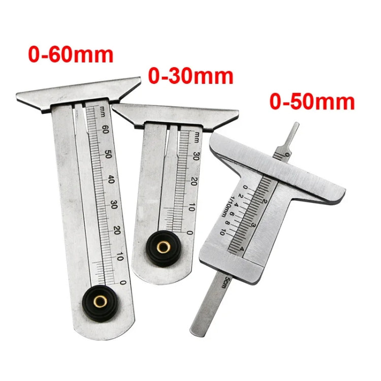 0-50mm Stainless Steel Tire Tread Vernier Depth Gauge