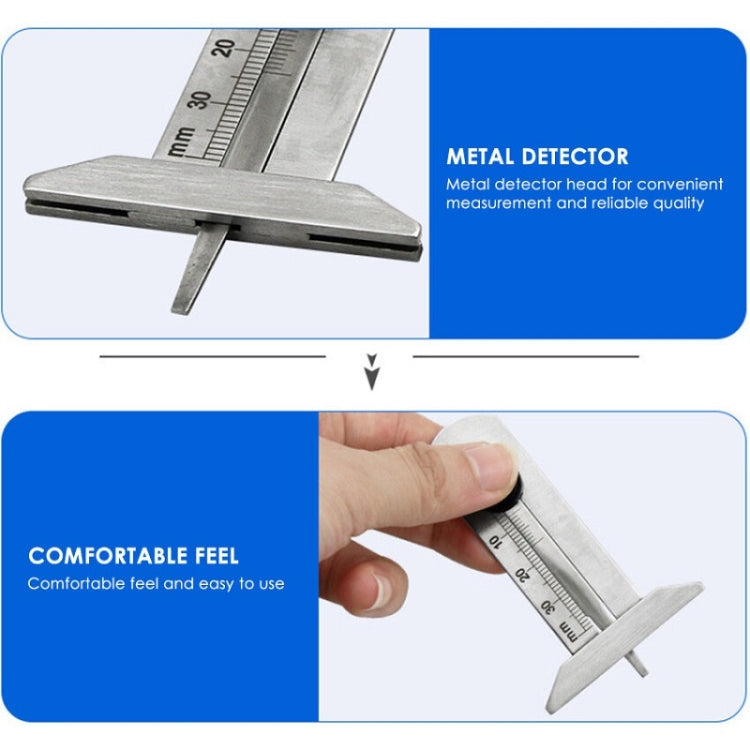 0-60mm Stainless Steel Tire Tread Vernier Depth Gauge