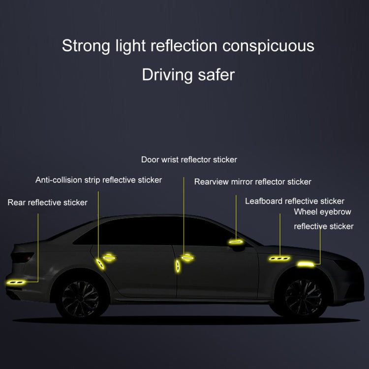 8pcs/set Car Door Handle Rearview Mirror Safety Warning Protective Reflective Sticker, Color: Blue