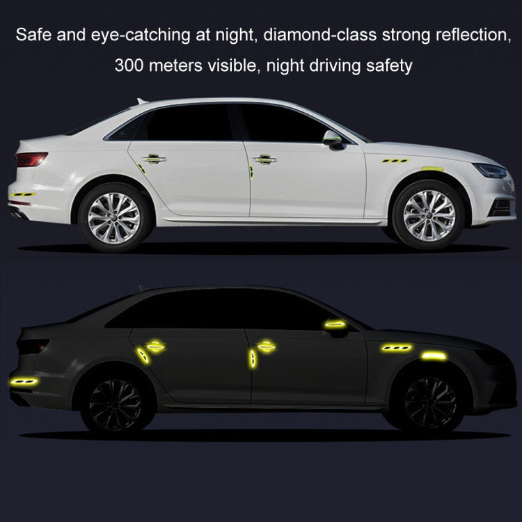 8pcs/set Car Door Handle Rearview Mirror Safety Warning Protective Reflective Sticker, Color: Blue