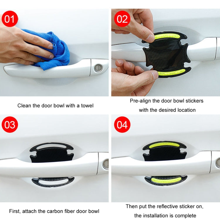8pcs/set Car Door Handle Rearview Mirror Safety Warning Protective Reflective Sticker, Color: Blue