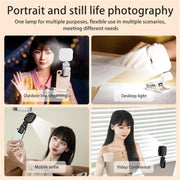 LED Mobile Phone Live Beauty Fill Light USB Charging Camera Pocket Light(Black)