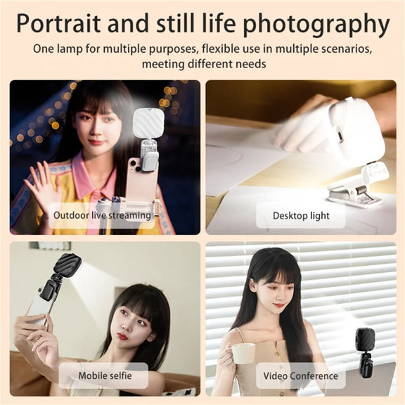 LED Mobile Phone Live Beauty Fill Light USB Charging Camera Pocket Light(Black)