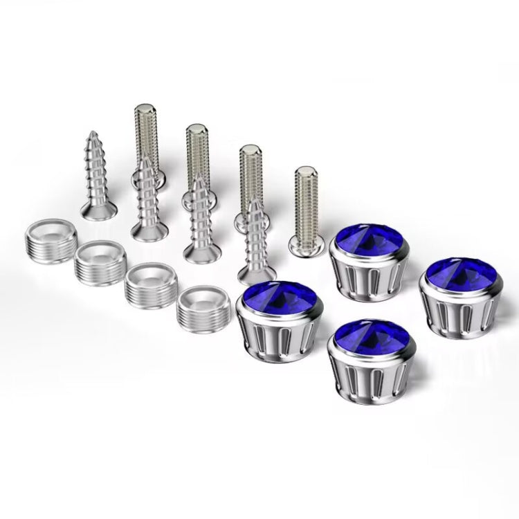 Licence Plate Frame Rhinestone Anti-theft Fixing Nut Cover(Blue Diamond)