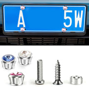Licence Plate Frame Rhinestone Anti-theft Fixing Nut Cover(Blue Diamond)