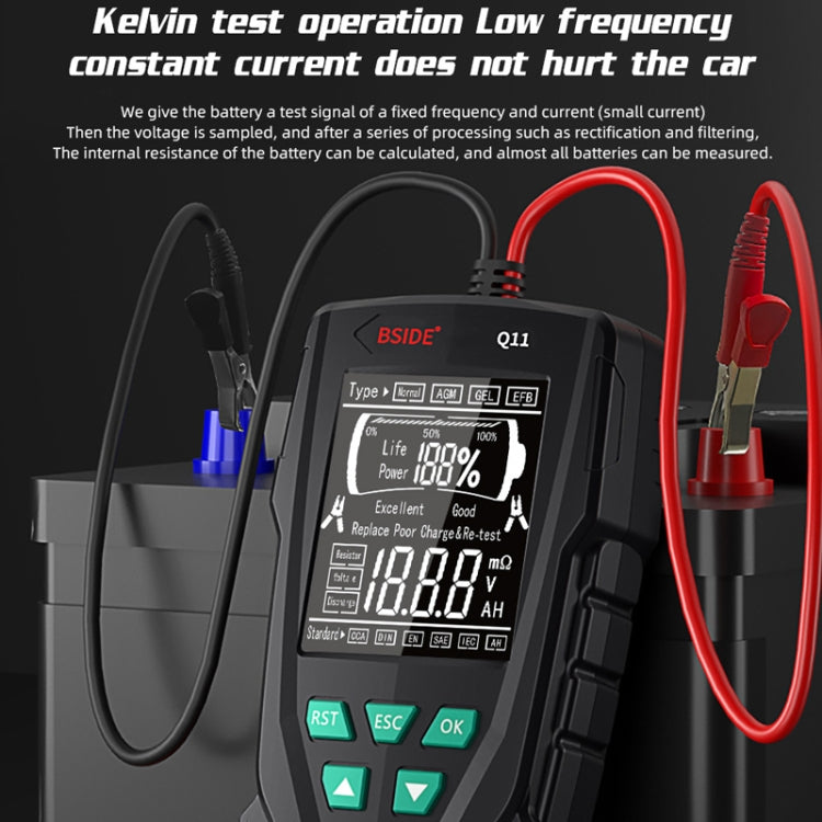 BSIDE Q11 Car Battery Detector 12V/24V Battery Life Capacity Internal Resistance Tester