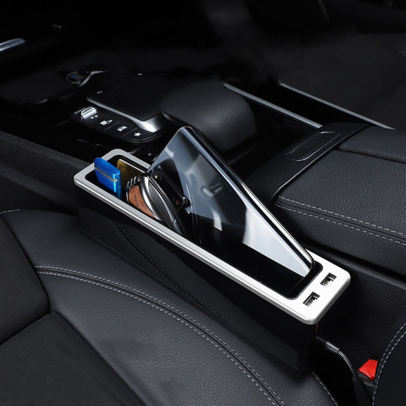 Car Seat Gap Storage Box with 2 USB Charging Port, Color: Co-pilot Gray