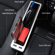 Car Seat Gap Storage Box with 2 USB Charging Port, Color:  Principal Driver Gray