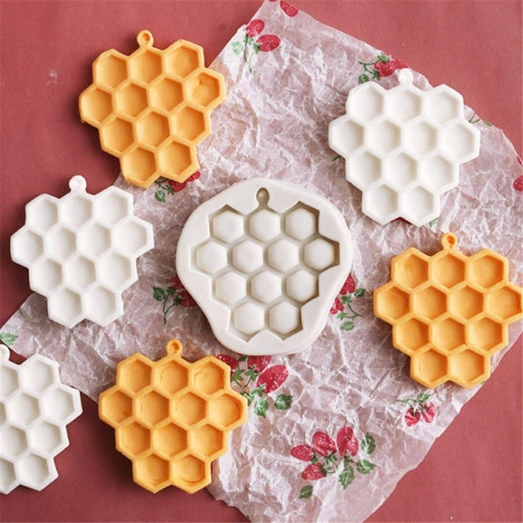 Honeycomb Block Textured Silicone Mold Bee Fondant Chocolate Cake Mold, Speci: Mk-2019 Light Gray