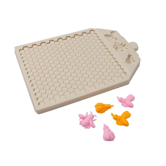 Honeycomb Block Textured Silicone Mold Bee Fondant Chocolate Cake Mold, Speci: Mk-2373 Light Gray