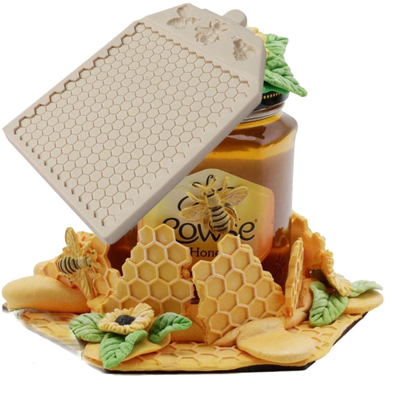 Honeycomb Block Textured Silicone Mold Bee Fondant Chocolate Cake Mold, Speci: Mk-2373 Light Gray