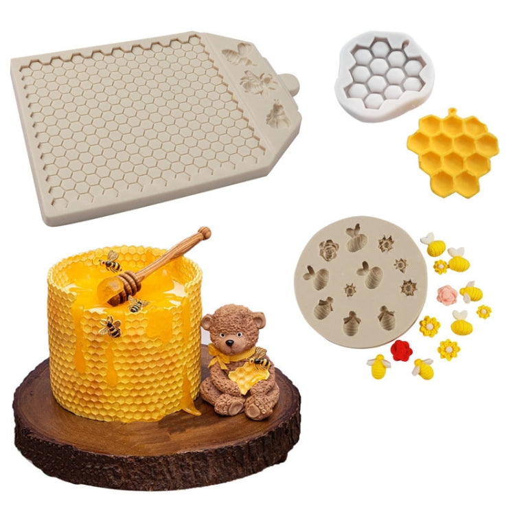 Honeycomb Block Textured Silicone Mold Bee Fondant Chocolate Cake Mold, Speci: Mk-2373 Light Gray