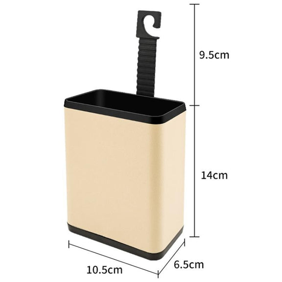 Multifunctional Car Dustbin Car Seatback Door Hanging Storage Box(Beige)