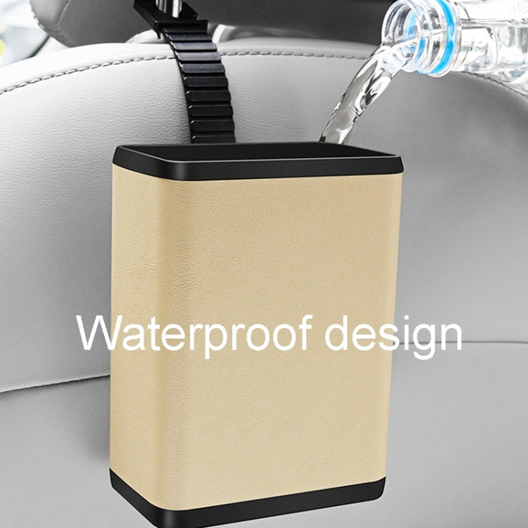 Multifunctional Car Dustbin Car Seatback Door Hanging Storage Box(Beige)